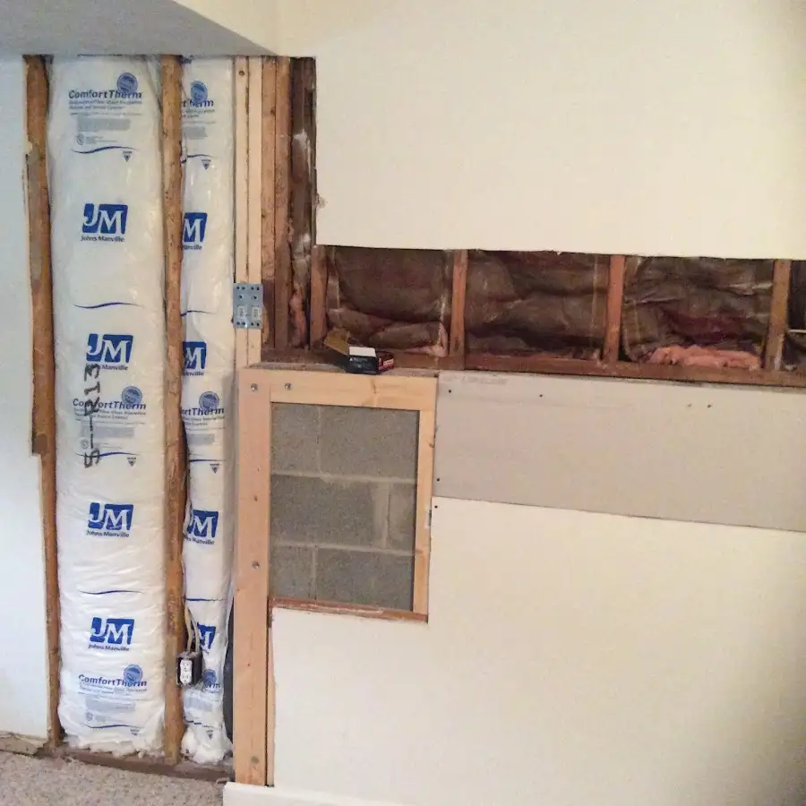 Wall insulation replacement during Basement Flood Cleanup in Plainsboro